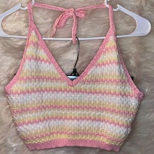 Pastel Multicolored Crochet Halter Top🍡✨